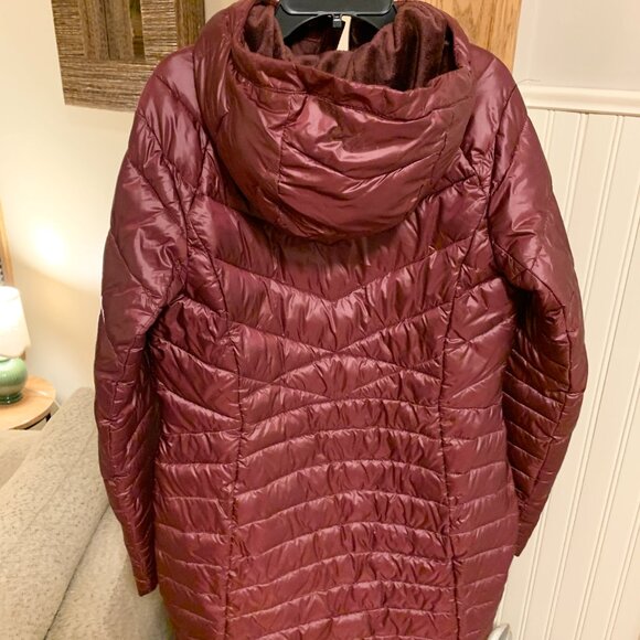 Columbia Woman coat omni heat M Burgundy Mid-length Power Lite Full-zip Hooded E - Picture 3 of 3